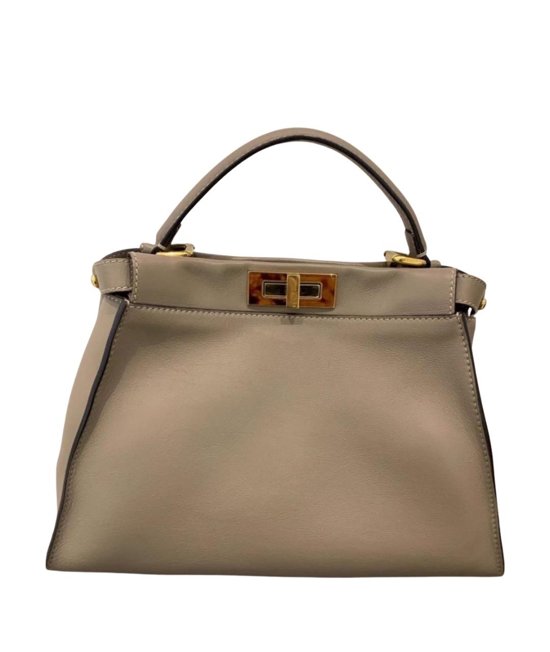 FENDI Бежевая кожаная сумка через плечо, фото 1