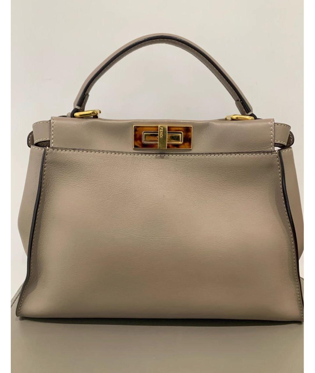 FENDI Бежевая кожаная сумка через плечо, фото 2