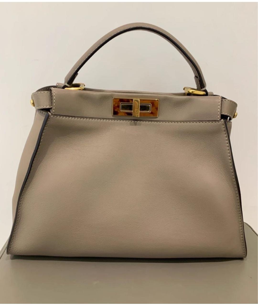 FENDI Бежевая кожаная сумка через плечо, фото 7