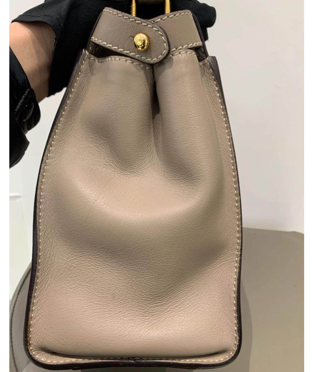 FENDI Бежевая кожаная сумка через плечо, фото 4