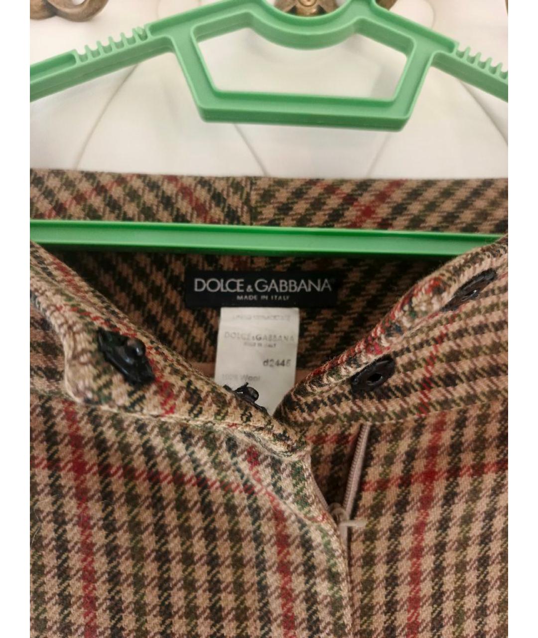 DOLCE&GABBANA Коричневые шерстяные брюки широкие, фото 3