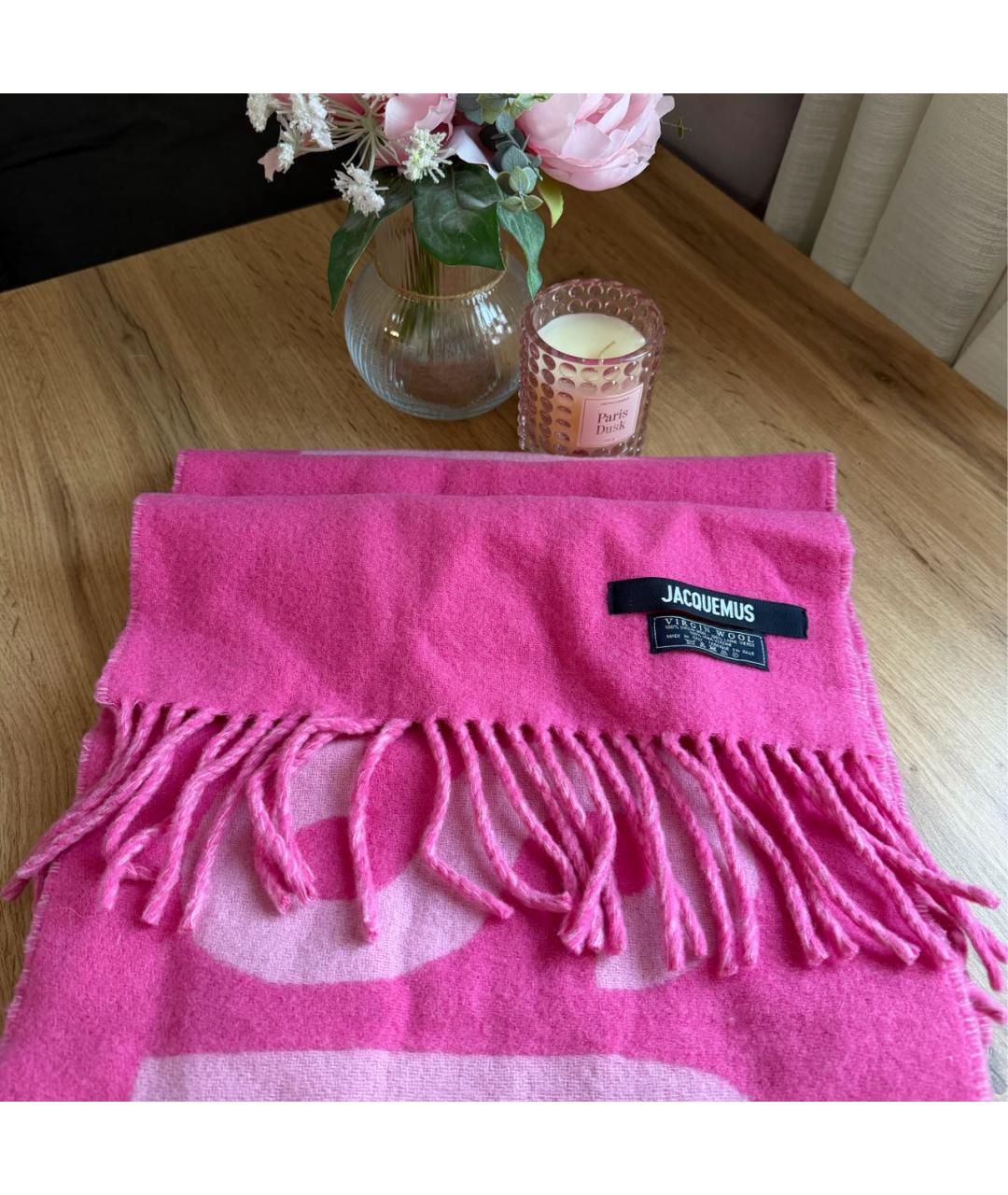 JACQUEMUS Розовый шерстяной шарф, фото 4