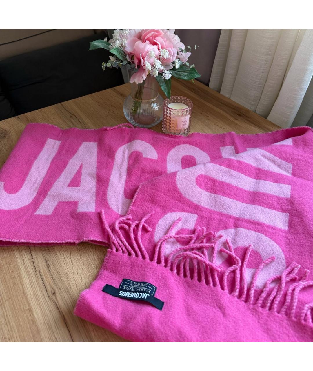 JACQUEMUS Розовый шерстяной шарф, фото 2