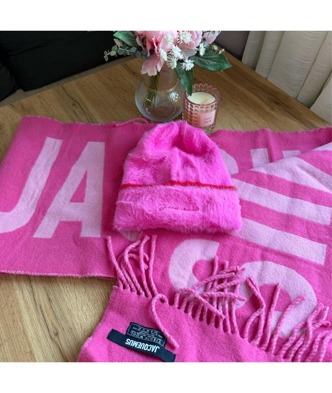 JACQUEMUS Розовый шерстяной шарф, фото 6