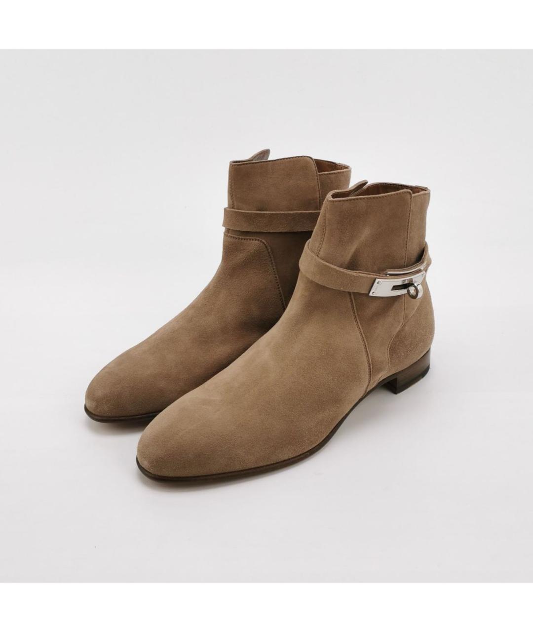 HERMES Коричневые замшевые полусапоги, фото 2