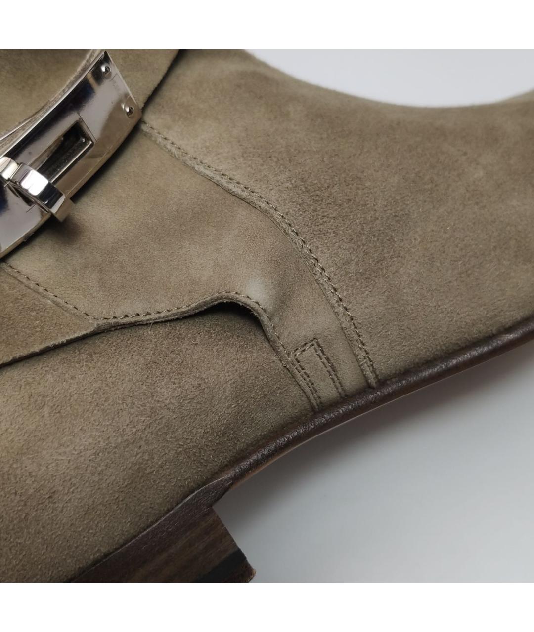 HERMES Коричневые замшевые полусапоги, фото 8