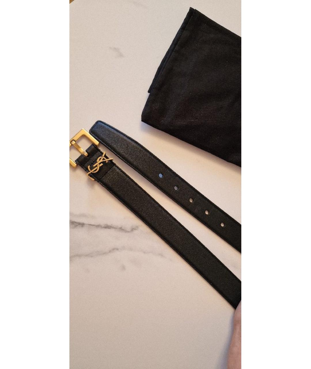 SAINT LAURENT Черный кожаный ремень, фото 4