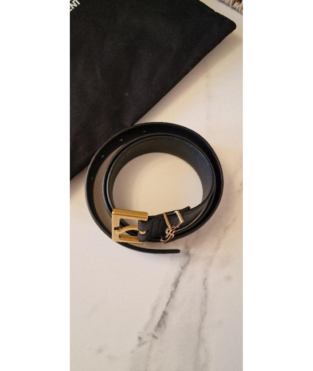 SAINT LAURENT Черный кожаный ремень, фото 5