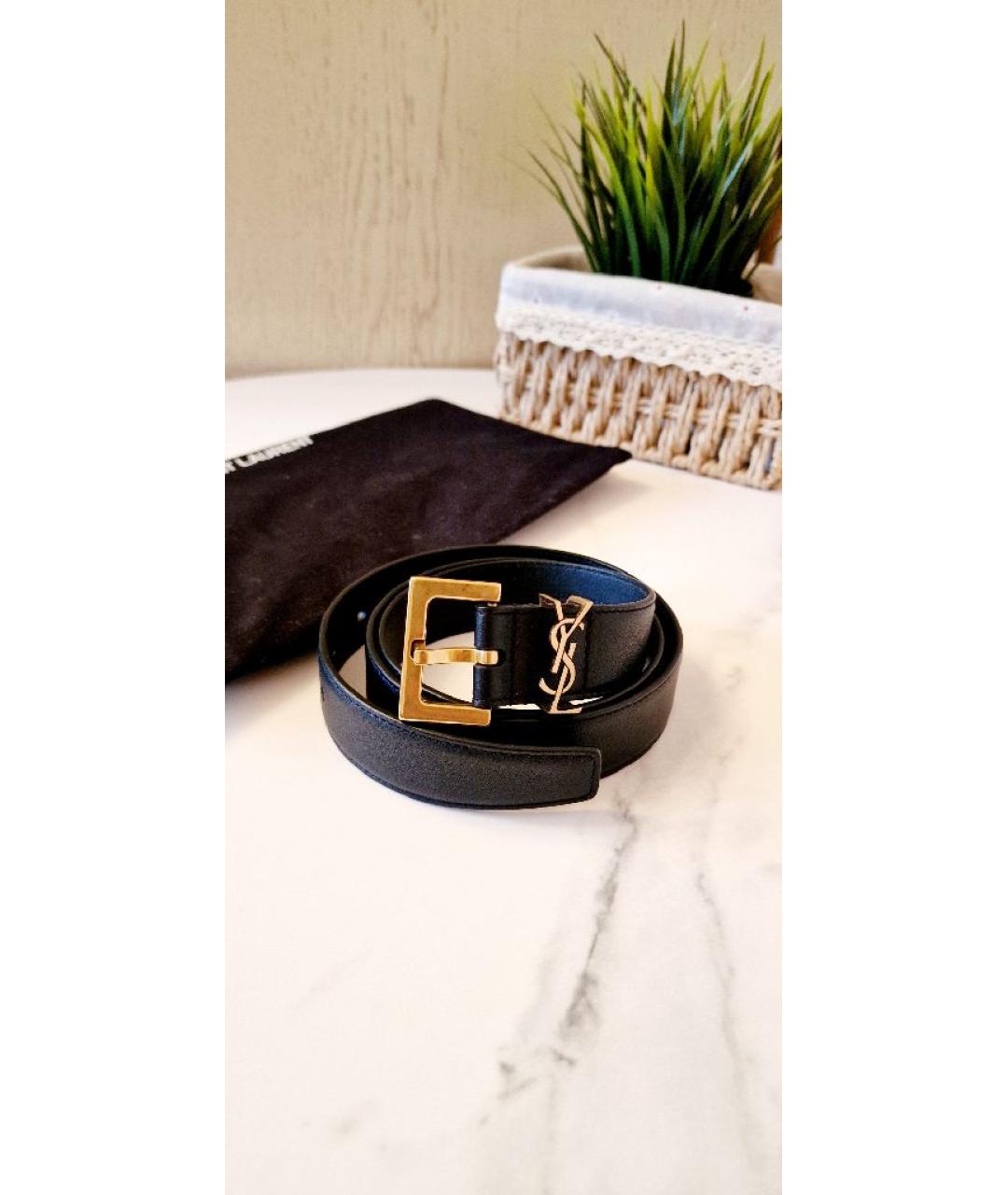 SAINT LAURENT Черный кожаный ремень, фото 8