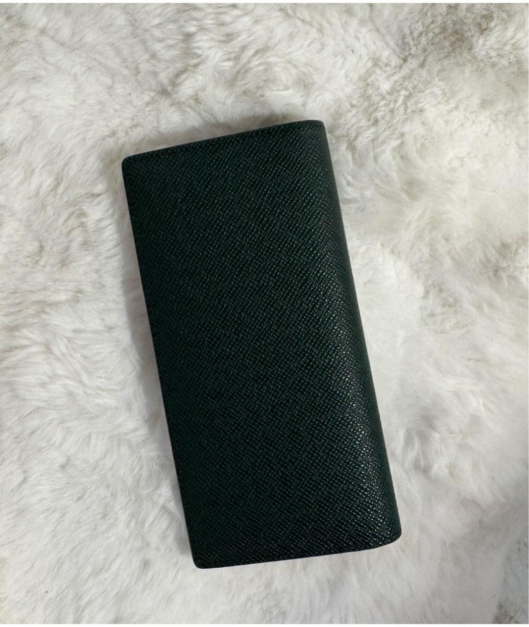 LOUIS VUITTON Зеленый кожаный кошелек, фото 2