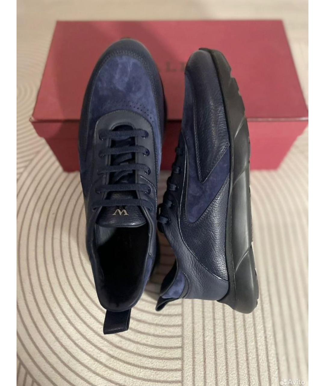 ARTIOLI Темно-синие кожаные низкие кроссовки / кеды, фото 9