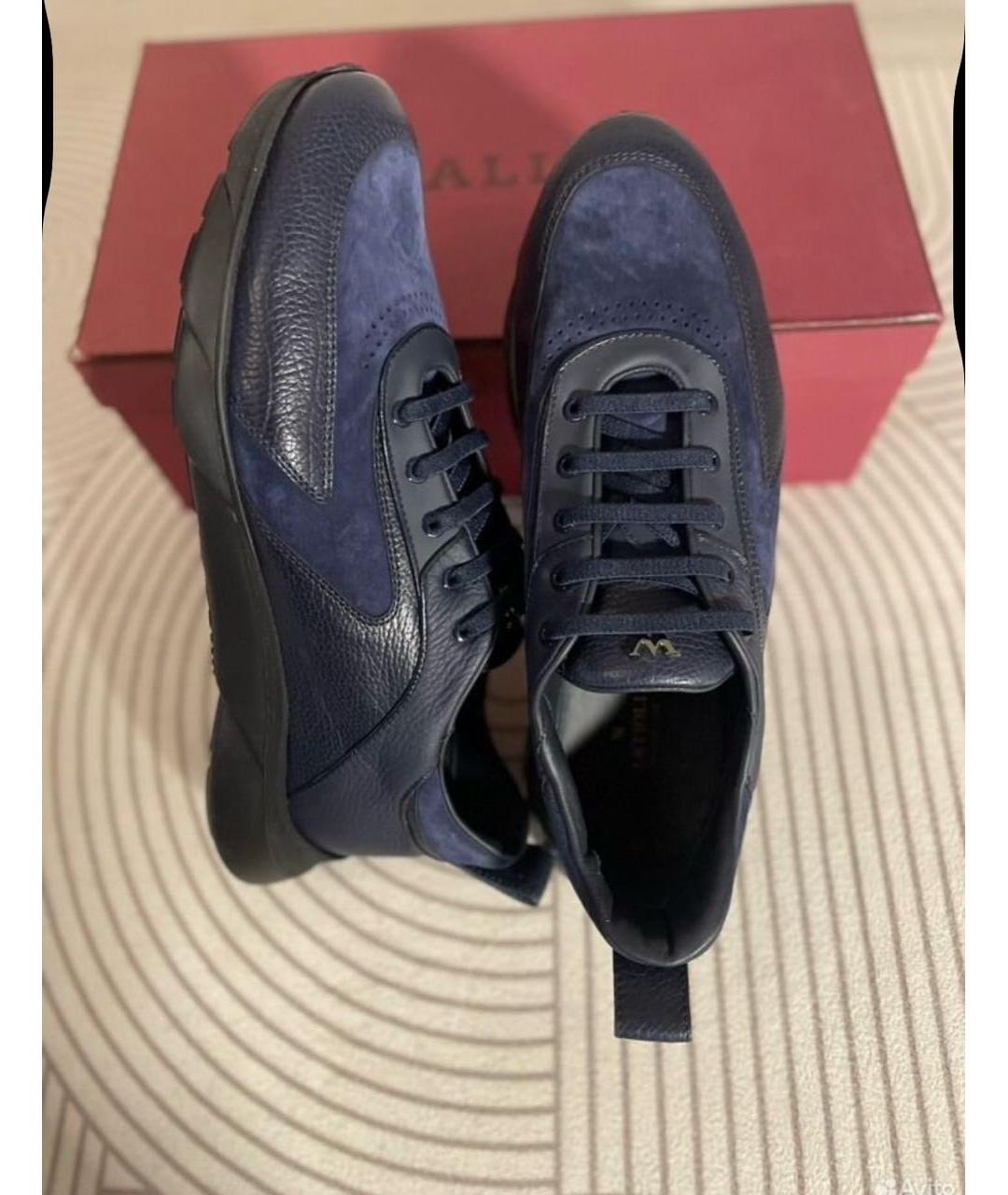ARTIOLI Темно-синие кожаные низкие кроссовки / кеды, фото 3