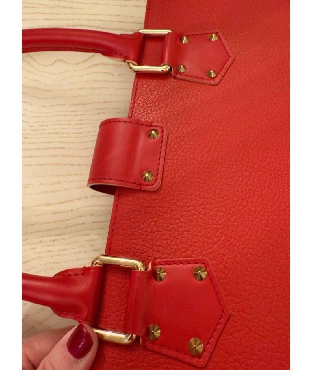 LOUIS VUITTON Красная кожаная сумка с короткими ручками, фото 5