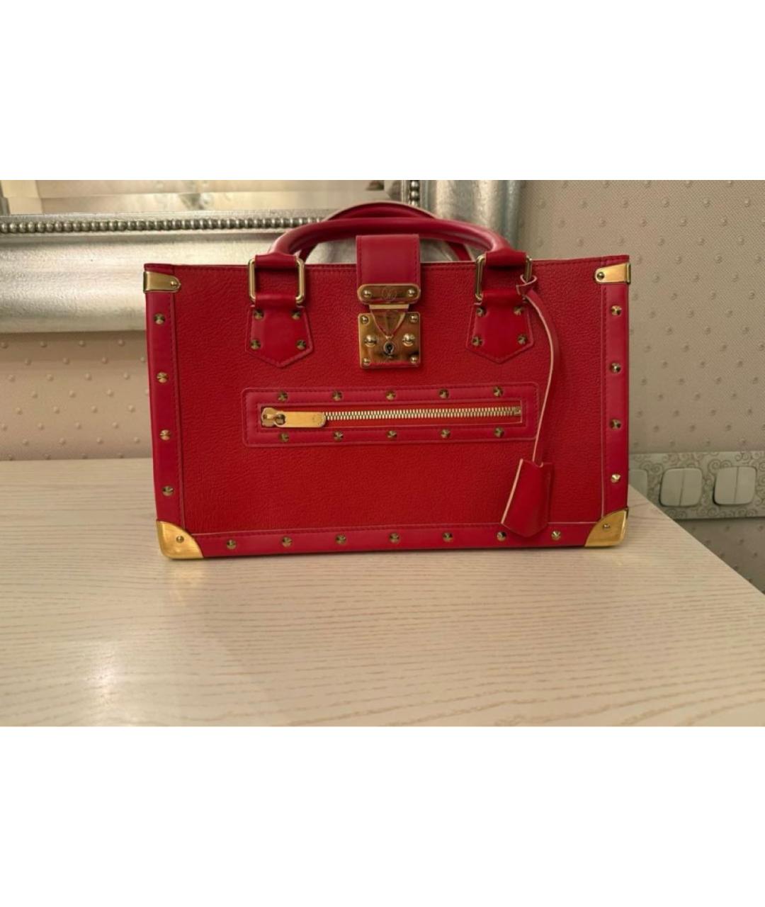 LOUIS VUITTON Красная кожаная сумка с короткими ручками, фото 8