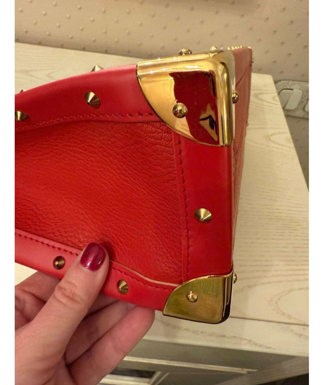 LOUIS VUITTON Красная кожаная сумка с короткими ручками, фото 7