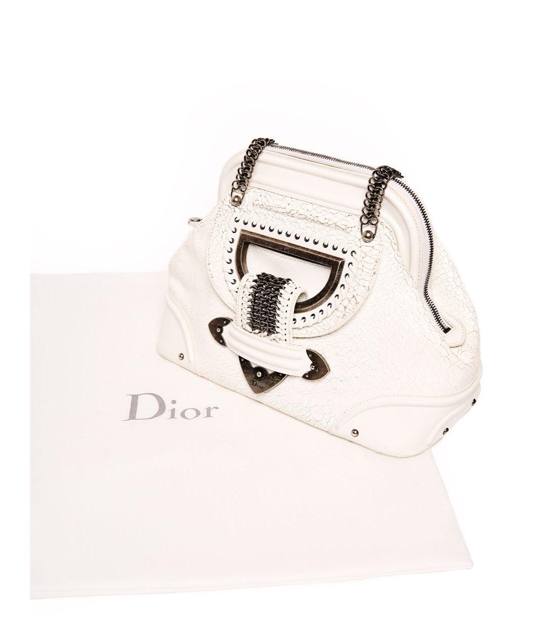 CHRISTIAN DIOR Белая кожаная сумка через плечо, фото 4