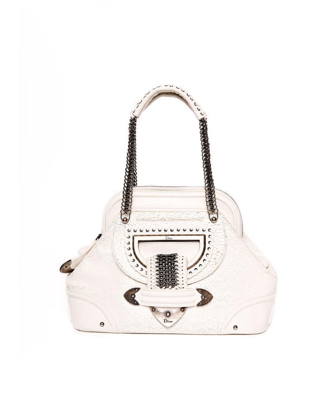 CHRISTIAN DIOR Белая кожаная сумка через плечо, фото 9
