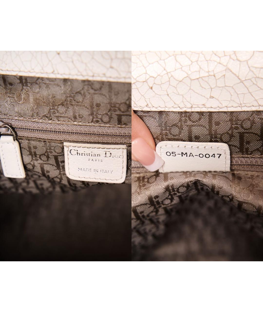 CHRISTIAN DIOR Белая кожаная сумка через плечо, фото 6