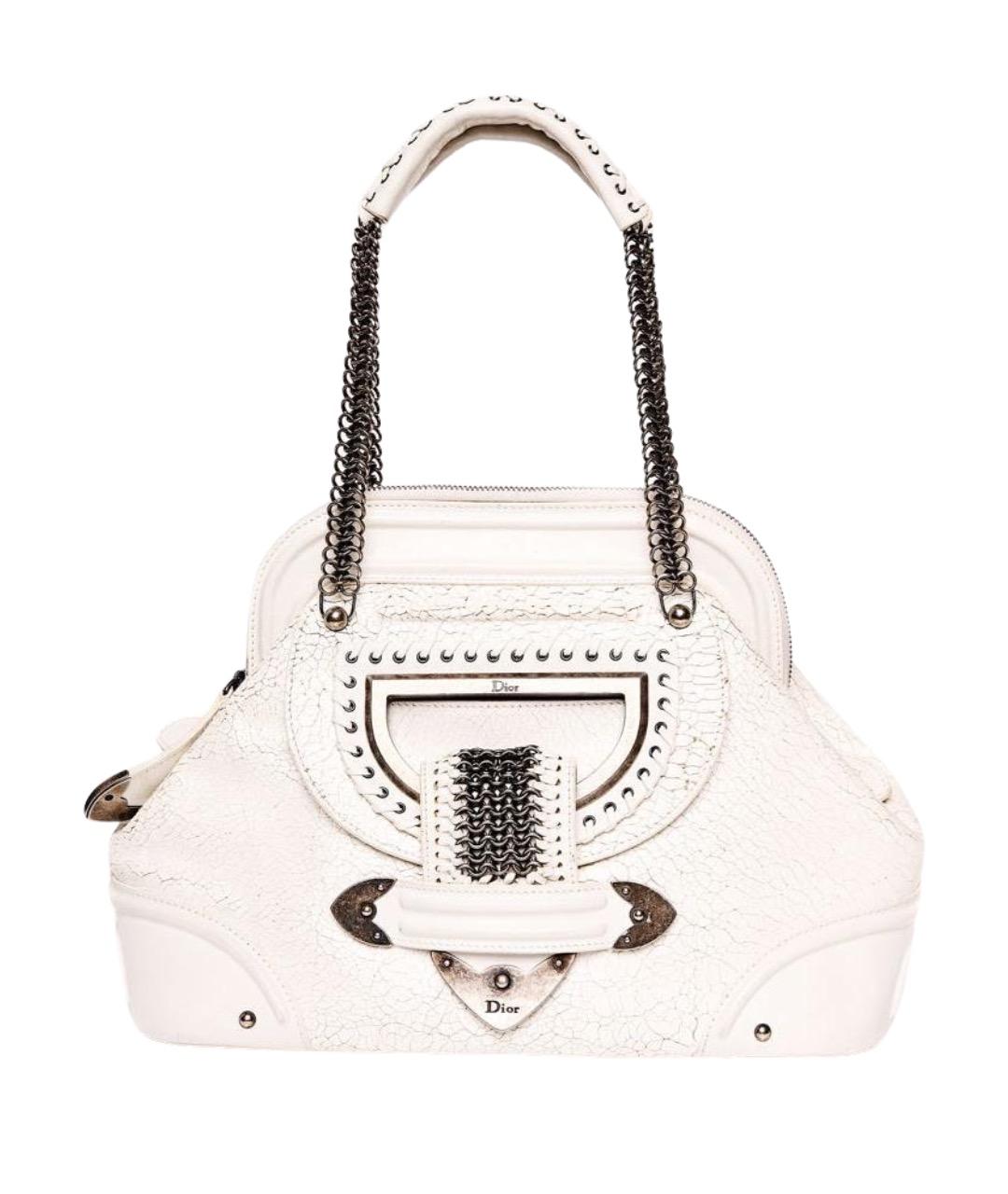 CHRISTIAN DIOR Белая кожаная сумка через плечо, фото 1