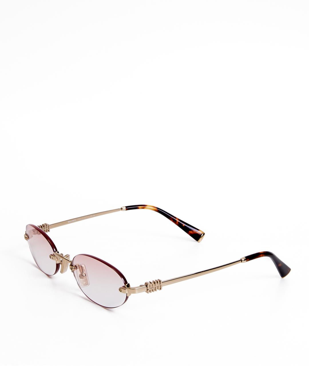 MIU MIU Золотые металлические солнцезащитные очки, фото 2