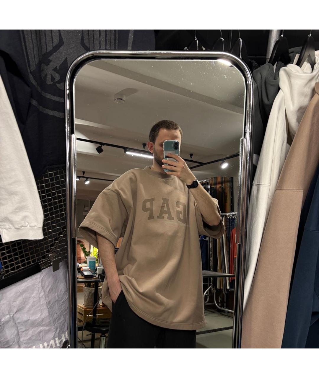 YEEZY Бежевая хлопковая футболка, фото 8