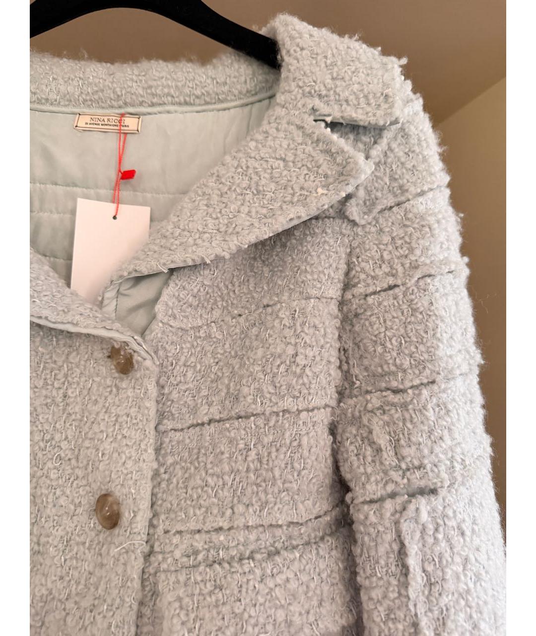 NINA RICCI Голубой шерстяной жакет/пиджак, фото 8