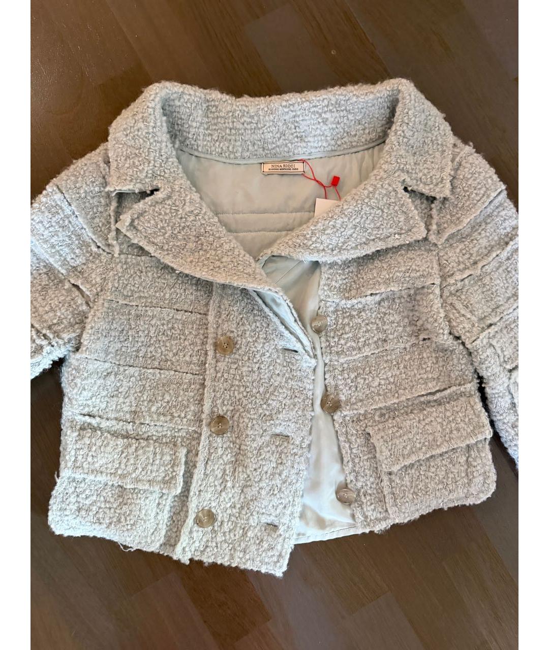 NINA RICCI Голубой шерстяной жакет/пиджак, фото 5