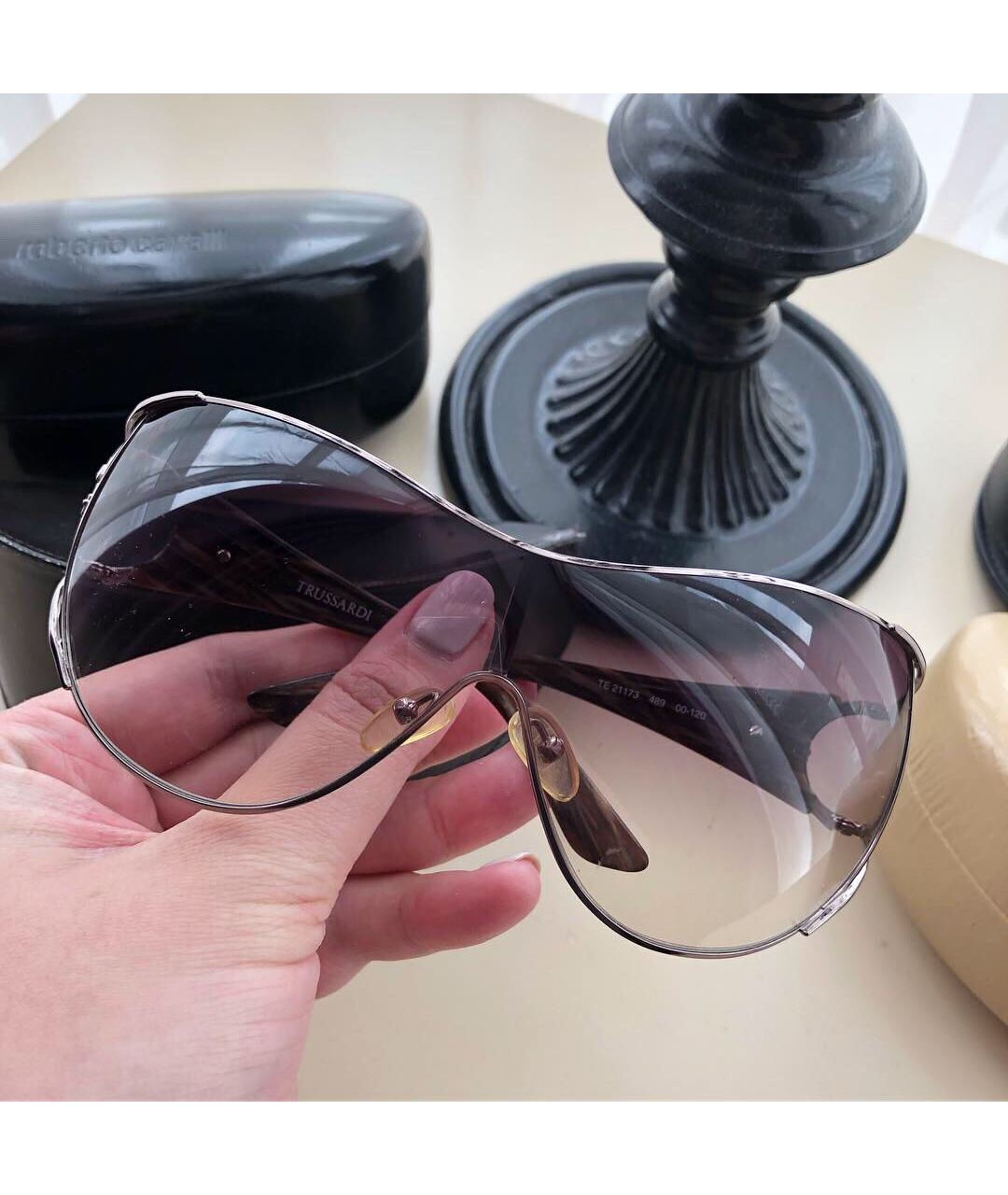 TRUSSARDI Коричневые металлические солнцезащитные очки, фото 4