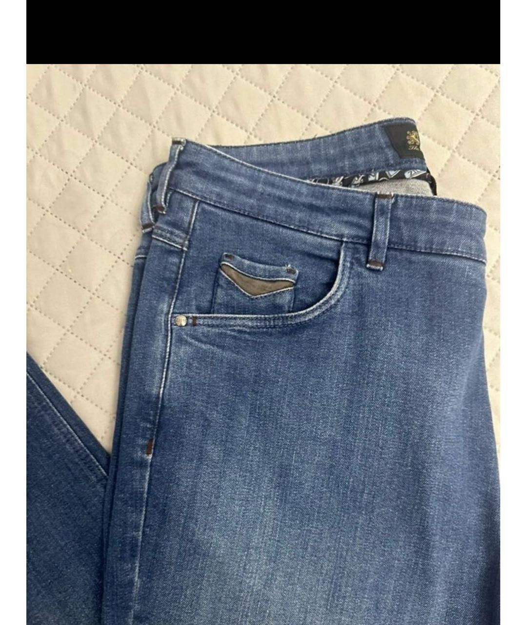 ZILLI Синие хлопко-эластановые прямые джинсы, фото 4