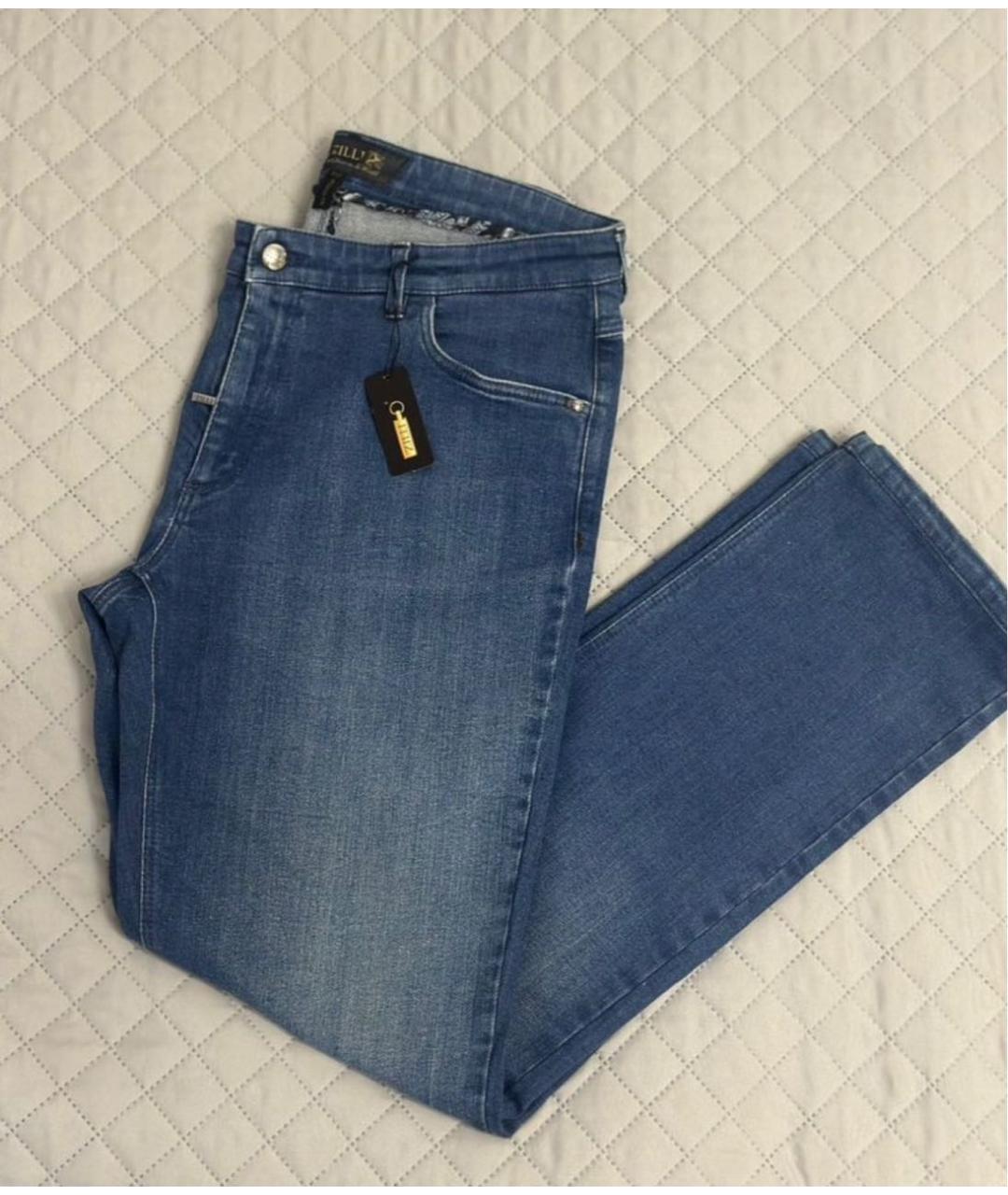 ZILLI Синие хлопко-эластановые прямые джинсы, фото 9