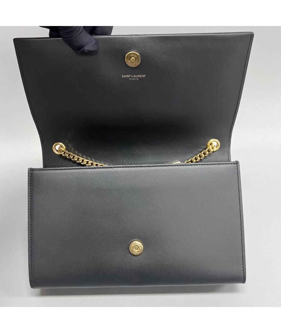 SAINT LAURENT Черная кожаная сумка через плечо, фото 5