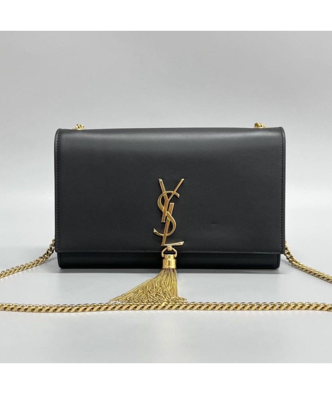 SAINT LAURENT Черная кожаная сумка через плечо, фото 7