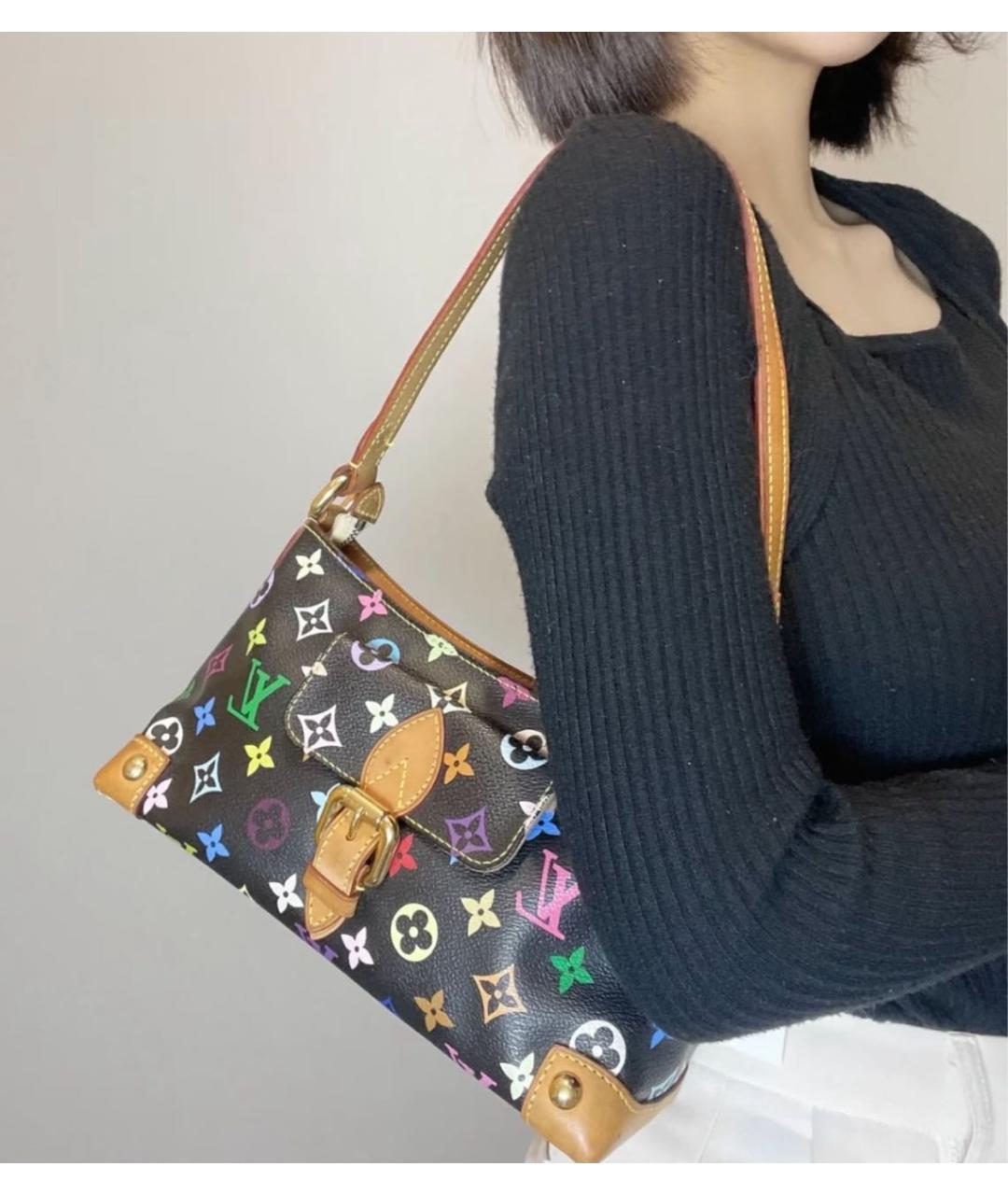 LOUIS VUITTON Черная кожаная сумка через плечо, фото 4