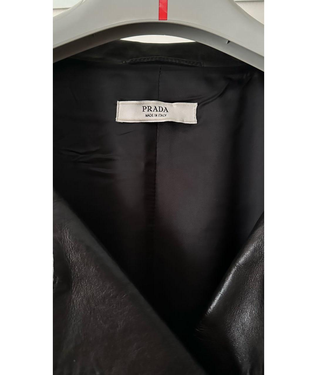 PRADA Черный кожаный тренч/плащ, фото 3