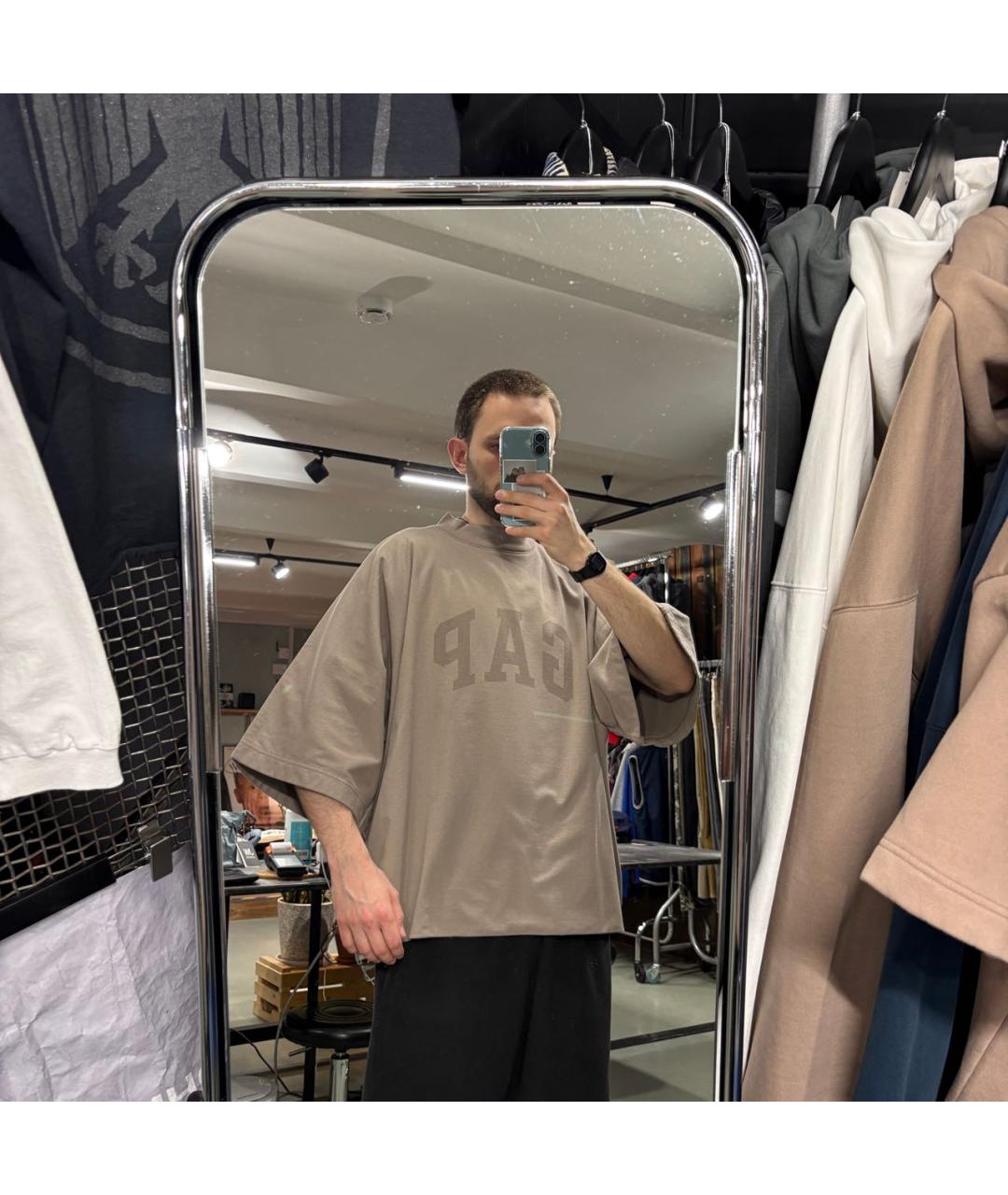 YEEZY Бежевая хлопковая футболка, фото 8