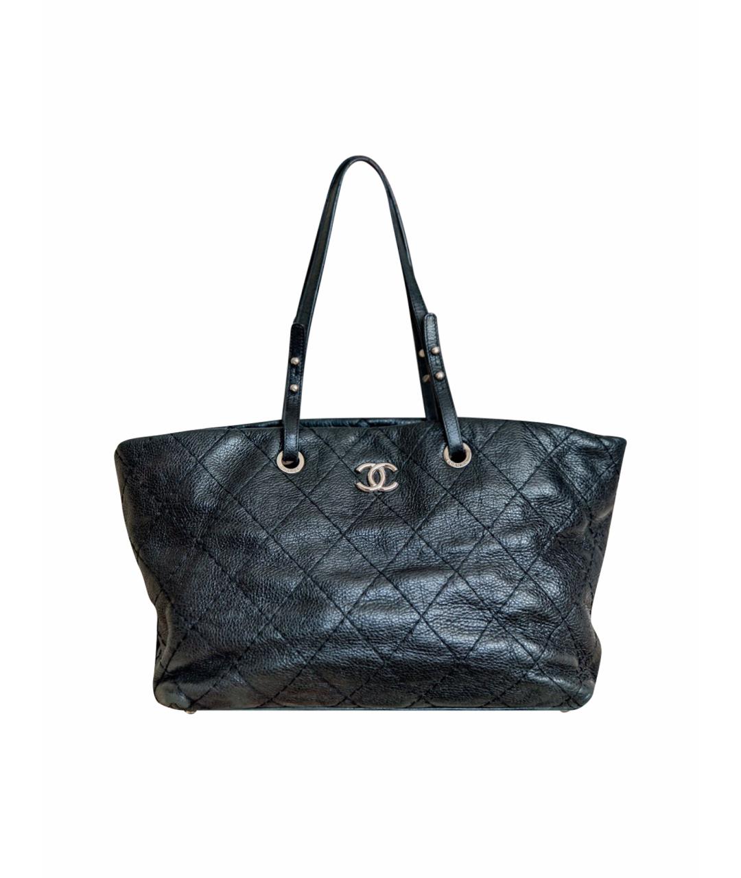 CHANEL Черная кожаная сумка тоут, фото 9