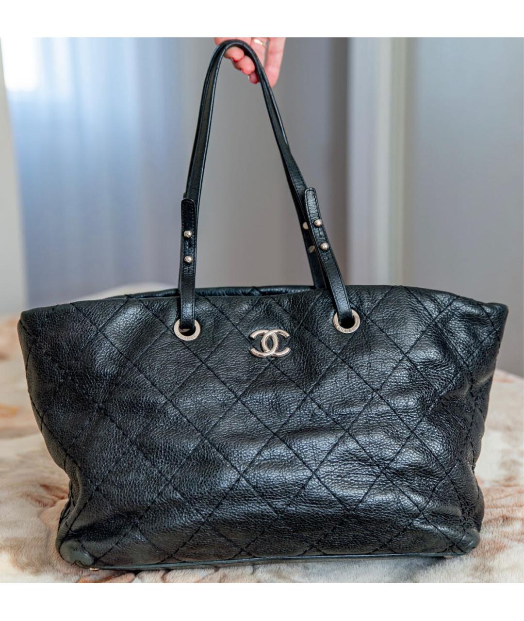 CHANEL Черная кожаная сумка тоут, фото 8