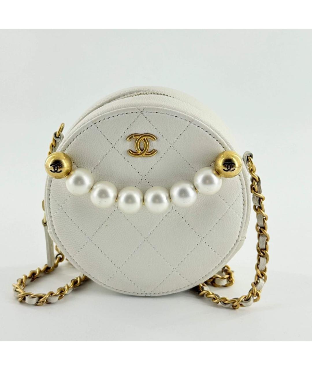 CHANEL Белая кожаная сумка через плечо, фото 5