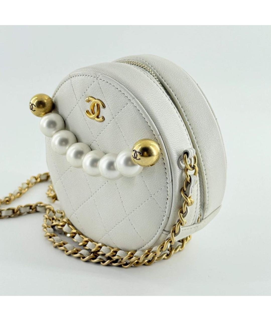 CHANEL Белая кожаная сумка через плечо, фото 4