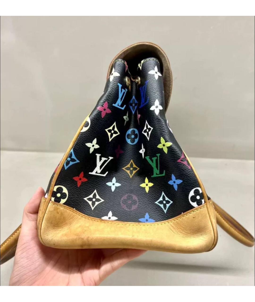 LOUIS VUITTON Черная кожаная сумка с короткими ручками, фото 3