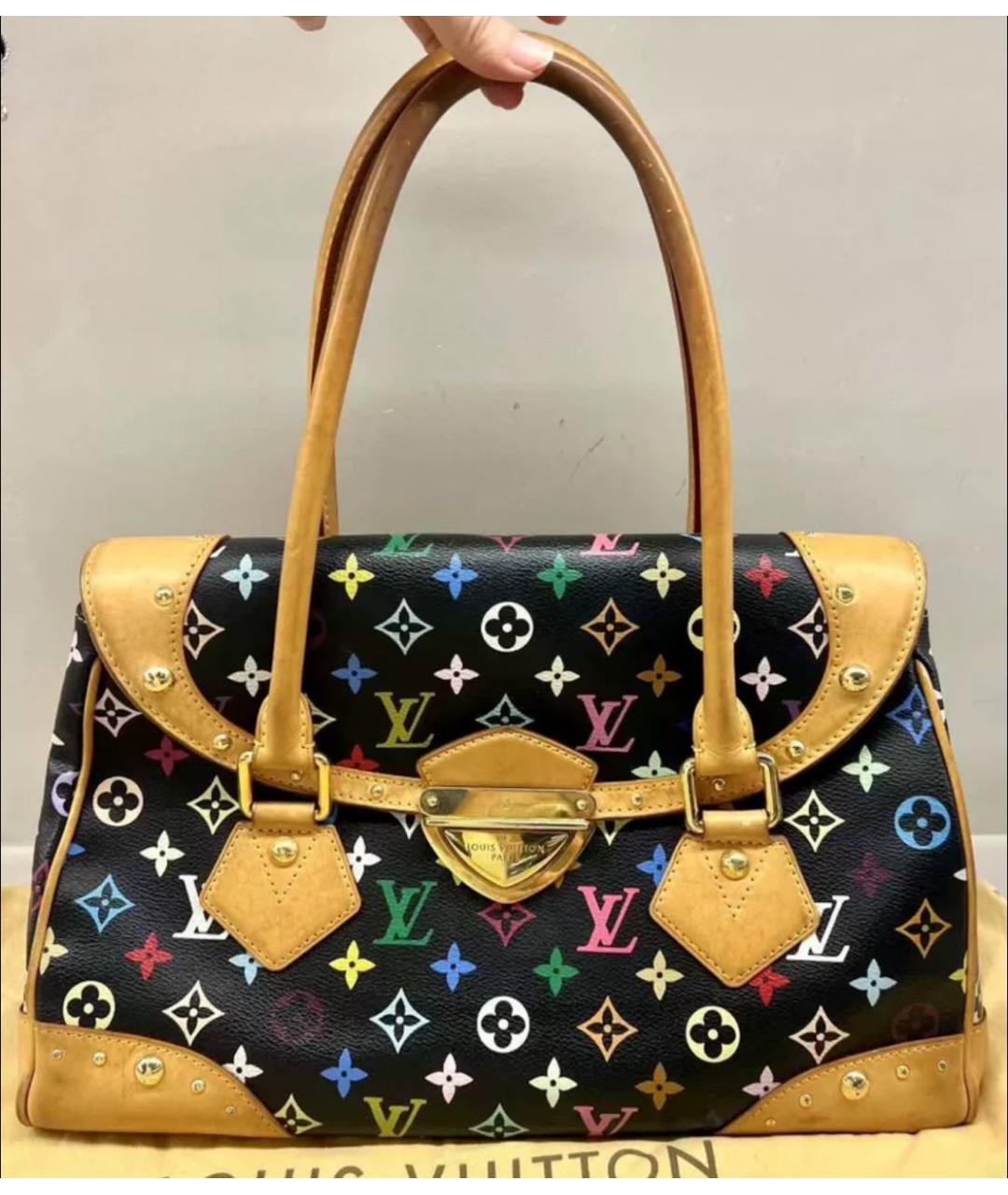 LOUIS VUITTON Черная кожаная сумка с короткими ручками, фото 5