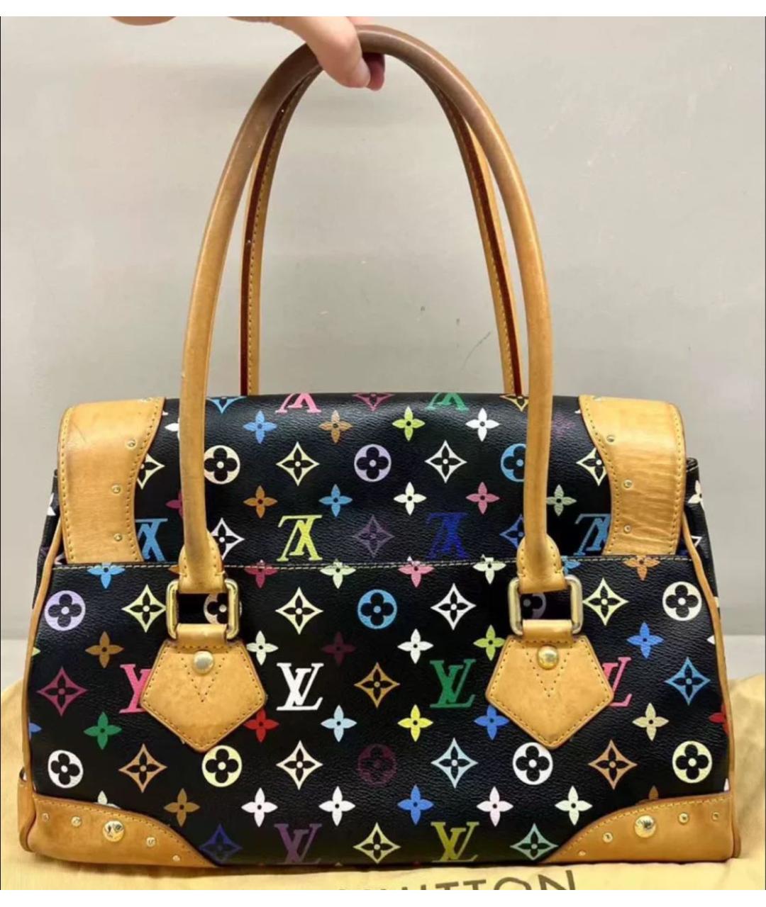 LOUIS VUITTON Черная кожаная сумка с короткими ручками, фото 2