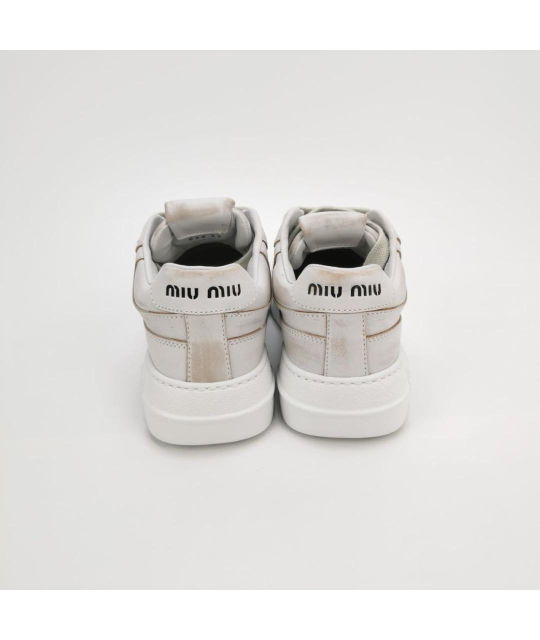 MIU MIU Белые кожаные кроссовки, фото 4
