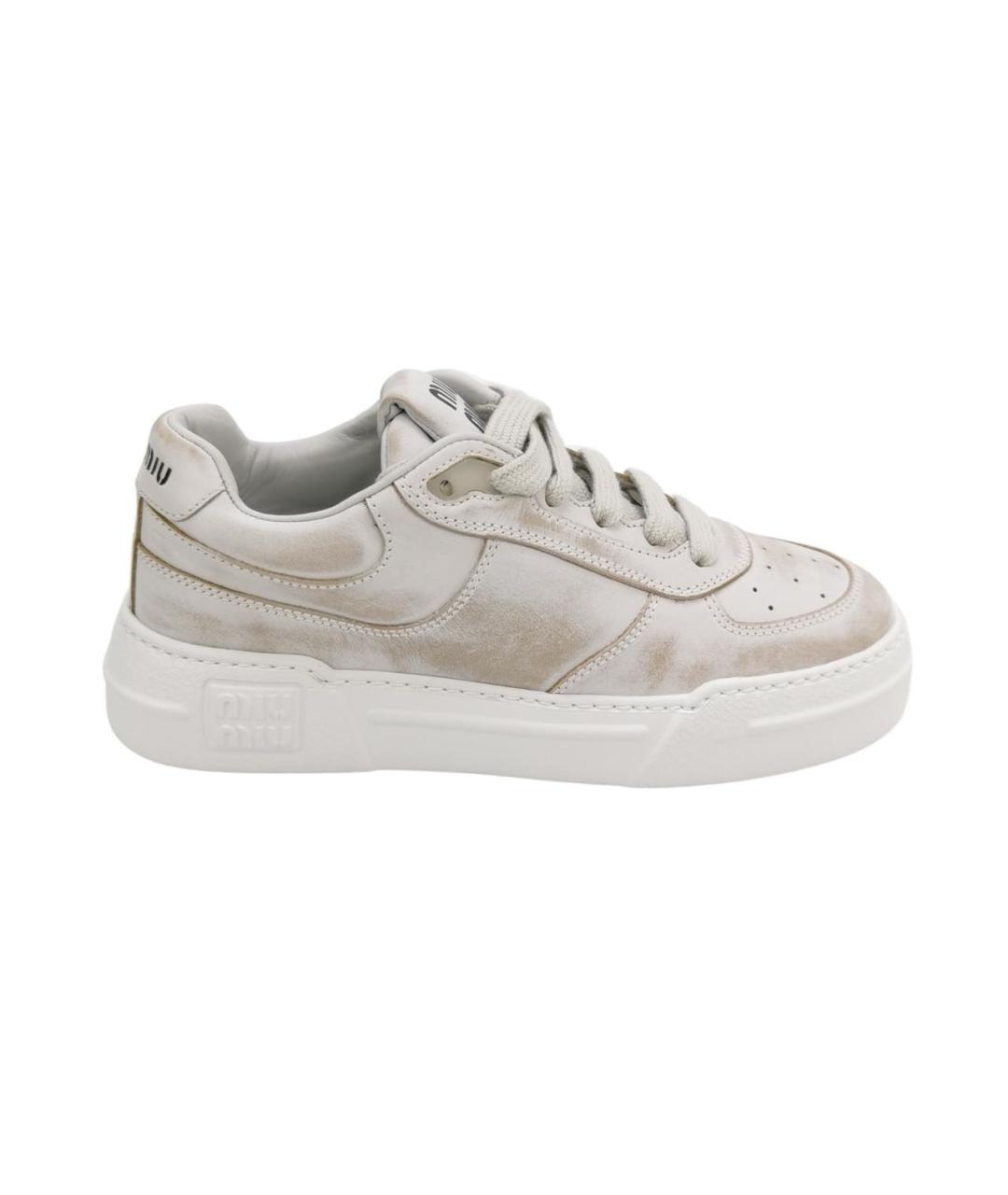 MIU MIU Белые кожаные кроссовки, фото 9