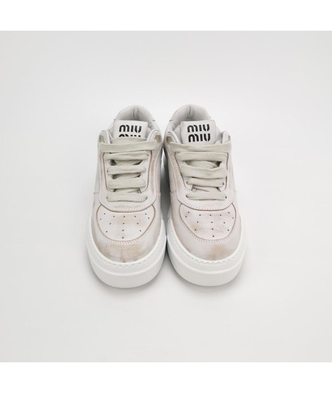 MIU MIU Белые кожаные кроссовки, фото 3