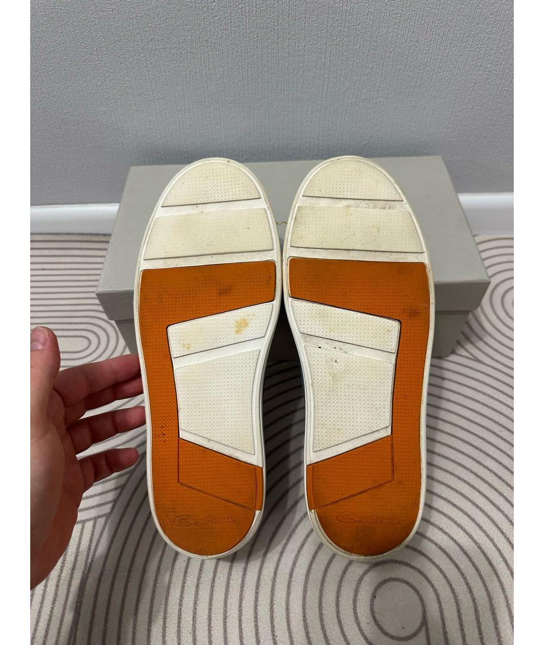 SANTONI Голубые кожаные низкие кроссовки / кеды, фото 6