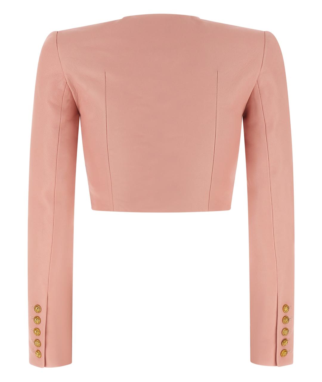 BALMAIN Розовый кожаный жакет/пиджак, фото 2