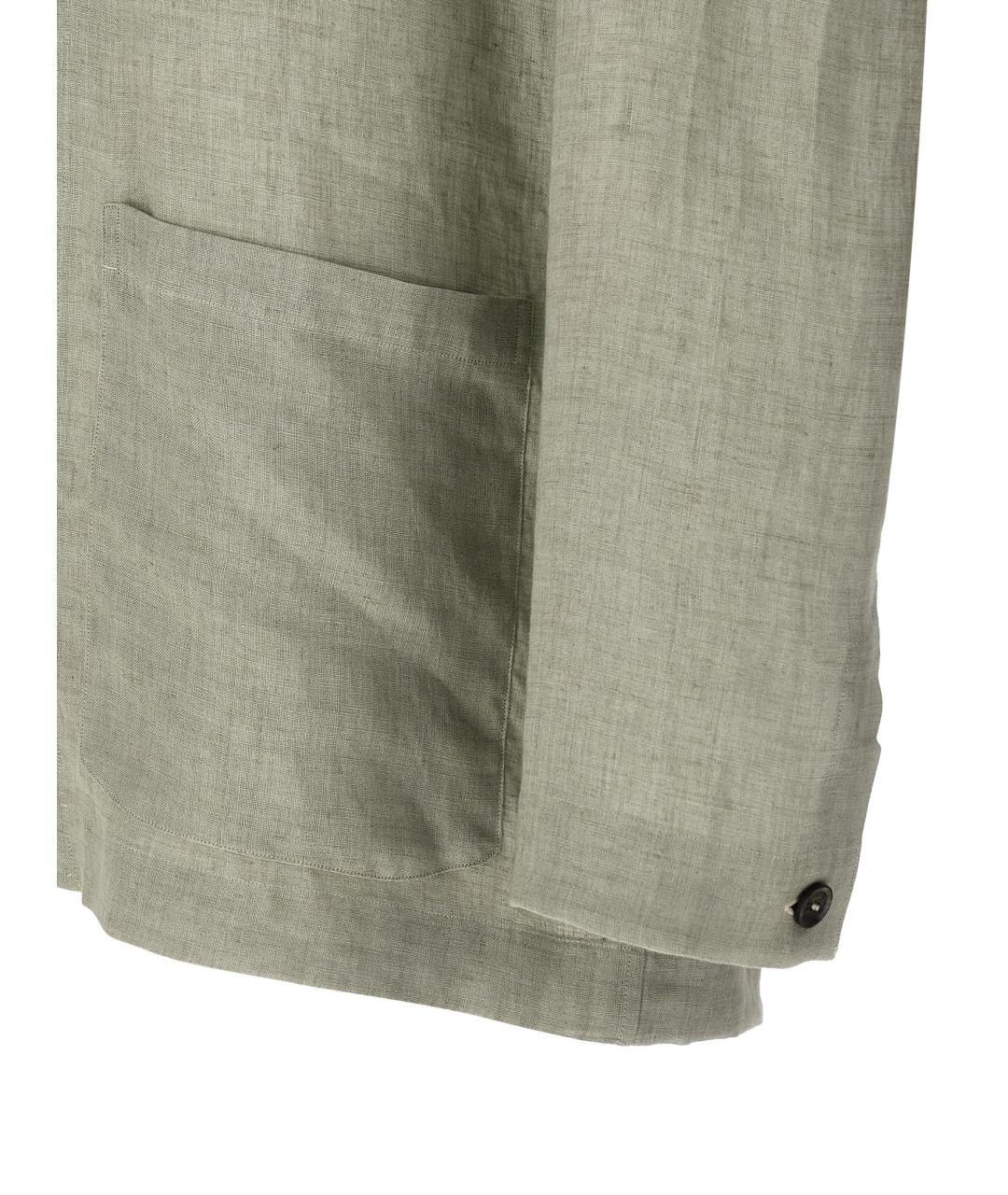 BRIONI Зеленая льняная кэжуал рубашка, фото 4