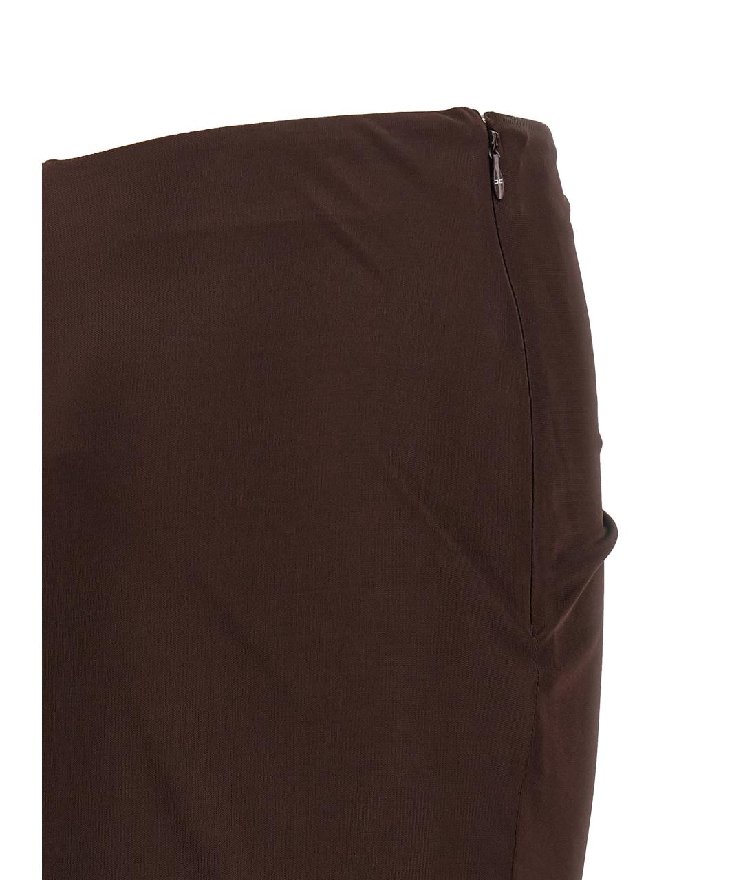 ELISABETTA FRANCHI Коричневая вискозная юбка макси, фото 4