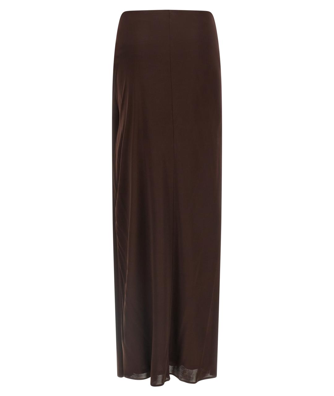 ELISABETTA FRANCHI Коричневая вискозная юбка макси, фото 2
